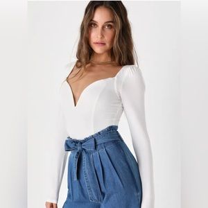 Lulus long sleeve white bodysuit NWT
